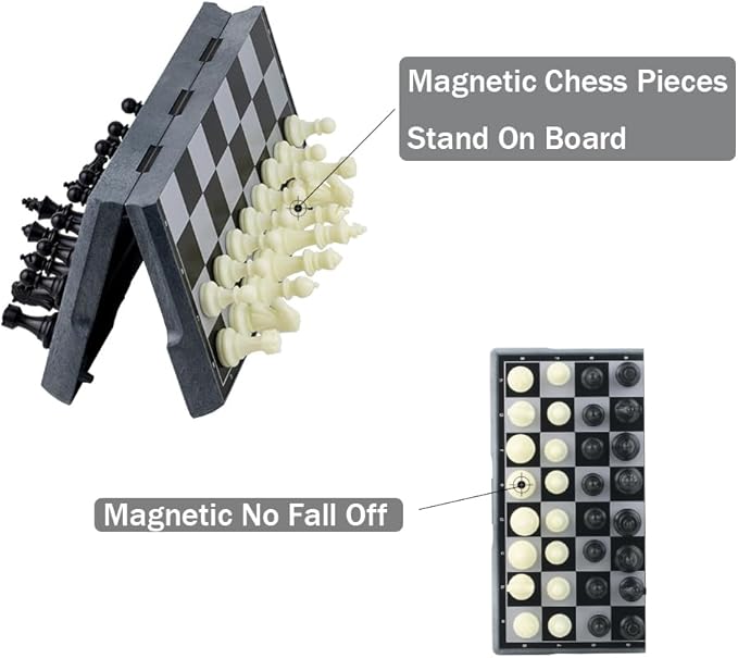 Travel Magnetic Mini Chess Set-6.5'', Folding Chess Board Game, Educational Toys/Gift for Adults and Kids (Mini Set -Black Pieces)