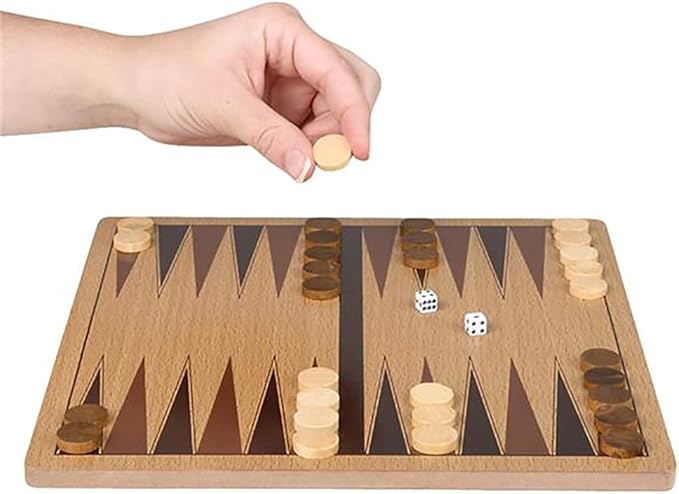 The Dreidel Company Classic Wooden Board Games, Great for Prizes, 10" (10" Wooden Backgammon)