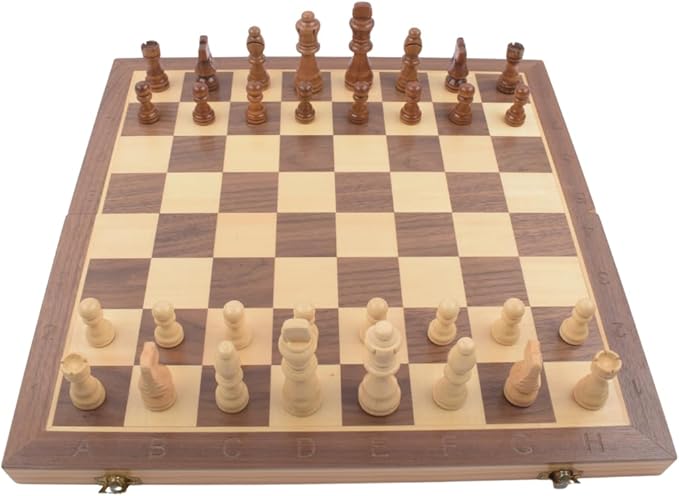 15" Folding Magnetic Wooden Chess Set – Travel-Friendly Portable Board Game with Staunton Pieces and Secure Storage Handcrafted Design for Home & Outdoor