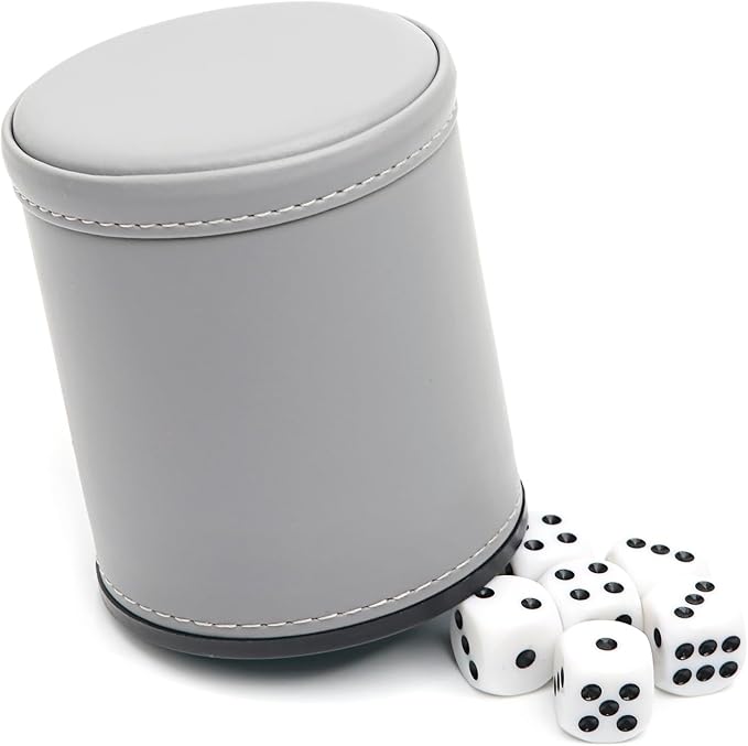 Felt Lined Professional Dice Cup - with 6 Dices Quiet for Yahtzee Game