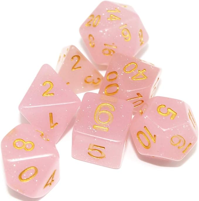 DND Dice Set RPG Polyhedral Dice Fit Dungeons and Dragons(D&D) Pathfinder MTG Role Playing Dice (Pink)