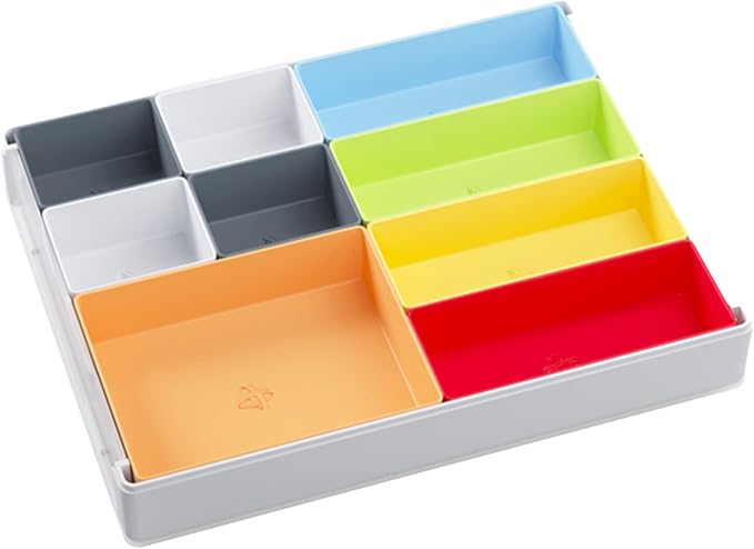 Token Silo Convertible | Store & Organize Board Game Tokens | 9 Removable Trays in 3 Different Sizes | Stackable Token Box | Convenient Design | White/Multi-Color | by Gamegenic (GGS22005ML)