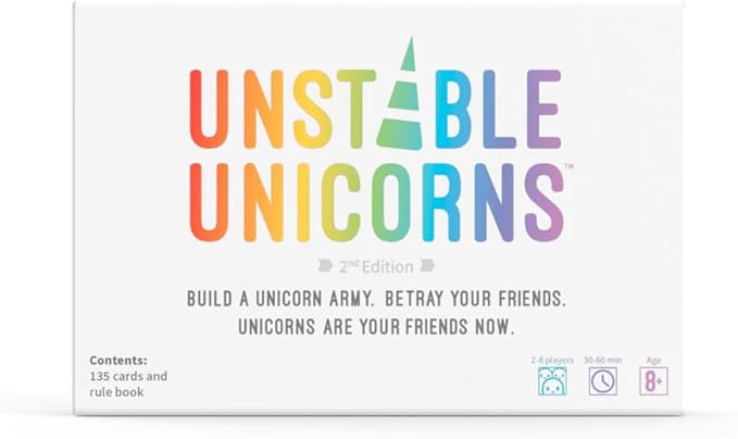 Unstable Unicorns Base Game - Competitive Award-Winning Card Game For Kids, Teens, Adults - 2-8 Players, Easy, Quick
