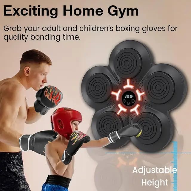 2025 Music Boxing Machine, Bluetooth Wall Punching Pads with LED for Kids & Adults, Wall Mounted Boxing Equipment for Training at Home, Fun Music Punching Machine with Gloves - Ideal Present