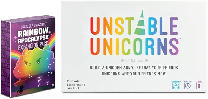 Unstable Unicorns Rainbow Apocalypse Expansion Pack - designed to be added to your Unstable Unicorns Card Game