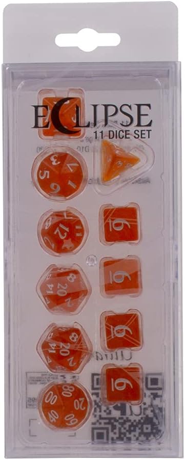 Ultra PRO - Eclipse 11 Dice Set (Pumpkin Orange) - Great Dice Set for All Kinds of Card Games and Board Games Such As, DND, MTG, and RPG - UP Your Game with Ultra PRO