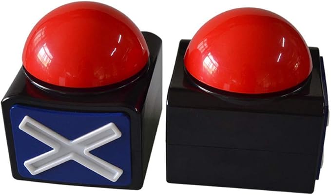 Game Answer Buzzer 2 Pcs, Game Buzzer Alarm Sound Play Button with Light Trivia Quiz Got Talent Buzzer Toys for Kids Adult