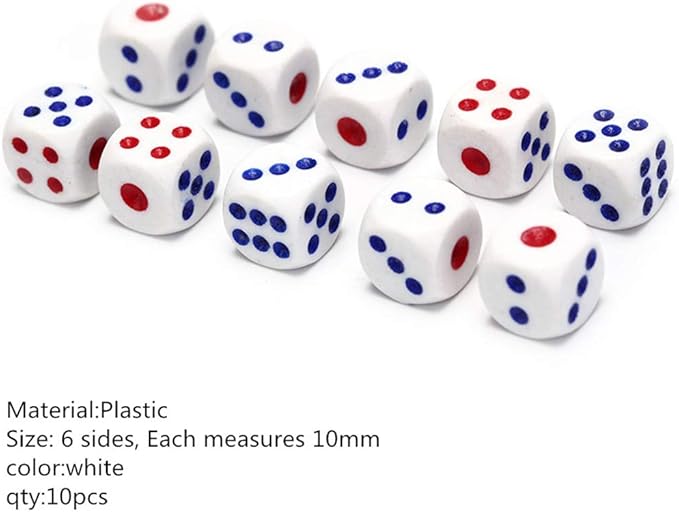 13" Jumbo Inflatable Dice, 2pack Outdoor Fun Giant Inflatable Dice Set and 12mm 10pcs Dice for Indoor and Outdoor Broad Game, Ludo and Pool Party