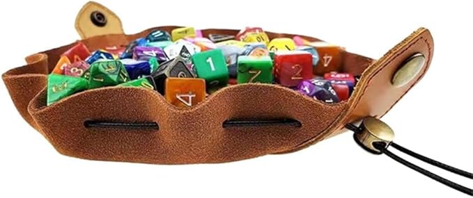 gofidin Dice Bag Tray Gift Coin Purse Gambling Tool Role Playing Storage Pouch Board Game(Dark Brown)