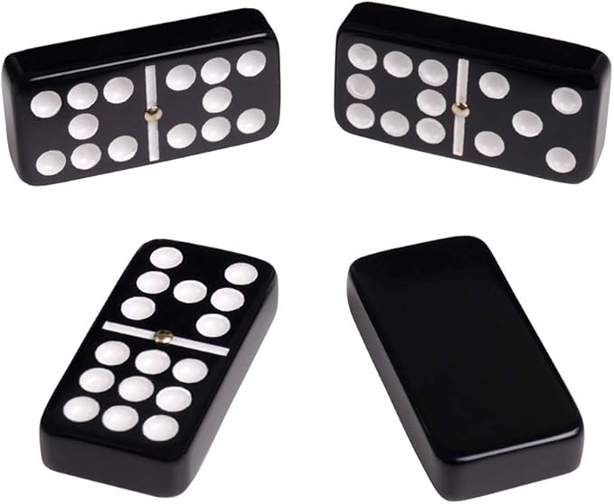 Silverman & Co. Double 9 Large Black Domino Set - Brown Case