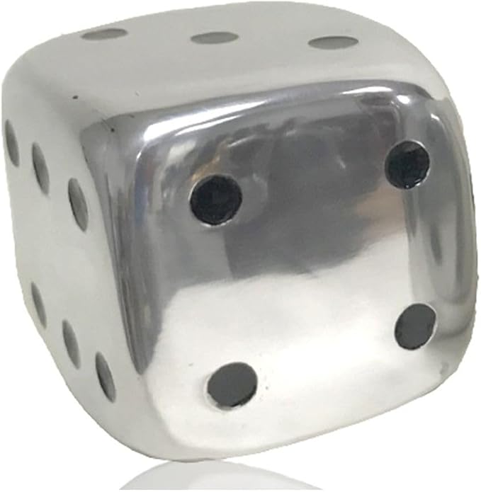 Modern Day Accents 4104 Dados Decorative Dice, Silver with Black Dots, Vegas Decor, Man Cave, Bar Decor Tabletop, Centerpiece, Sculpture, 6", Set of 2