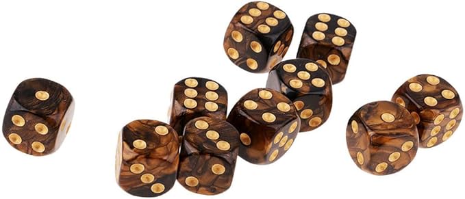 20PCS Polyhedral Dice D6 Dice 16mm Acrylic 6 Sided Dice Game Dice for RPG MTG DND Dice Table Games (Green Black and Black Gold)
