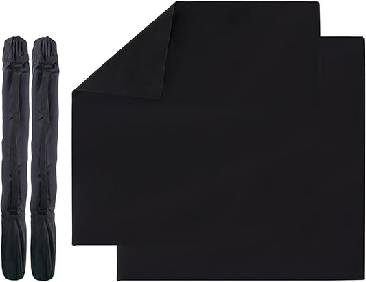 GSE Games & Sports Expert 32 x 32 Inches Rubber Anti-Slip Playmat, Mahjong, Dominoes, Poker Cards and Board Games Tabletop Cover Mat with Carrying Bag (2-Pack, Black)