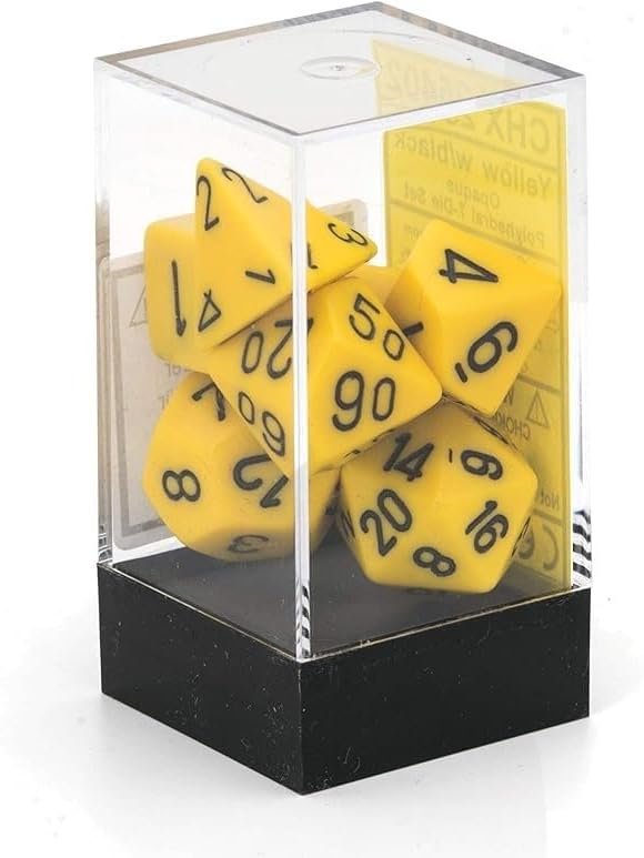 Chessex CHX25402 Dice - Opaque: 7Pc Yellow/Black