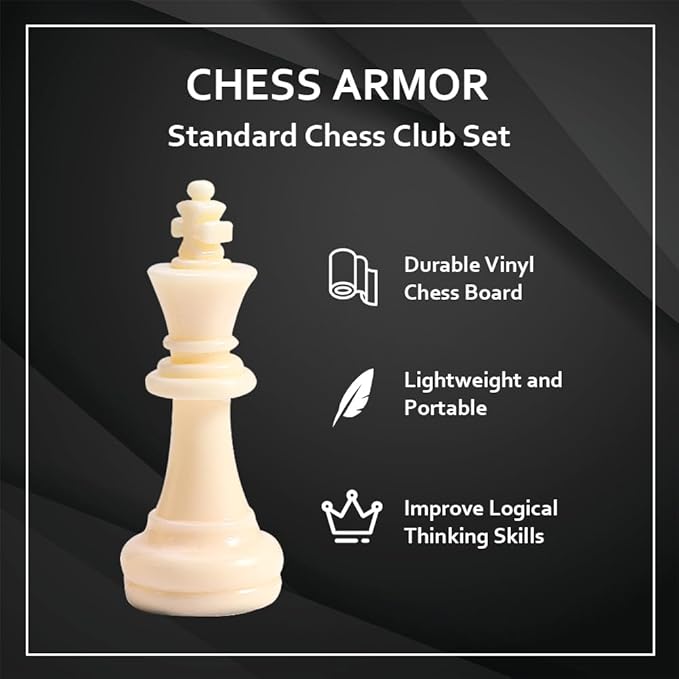 Portable Chess & Checkers Set, 42cm Tournament Chess Mat with Chess & Storage Bag, PU Leather Tournament Roll Up Chess Board Travel Chess Sets(Size:42cm)