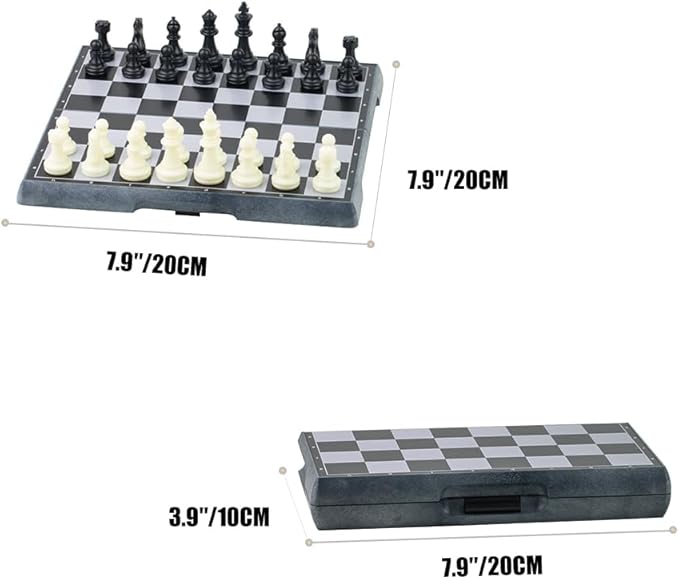 Travel Magnetic Mini Chess Set-6.5'', Folding Chess Board Game, Educational Toys/Gift for Adults and Kids (Mini Set -Black Pieces)