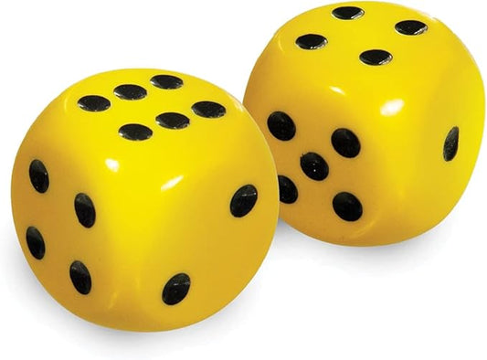 Low Vision Large Dice - Yellow with Black dots
