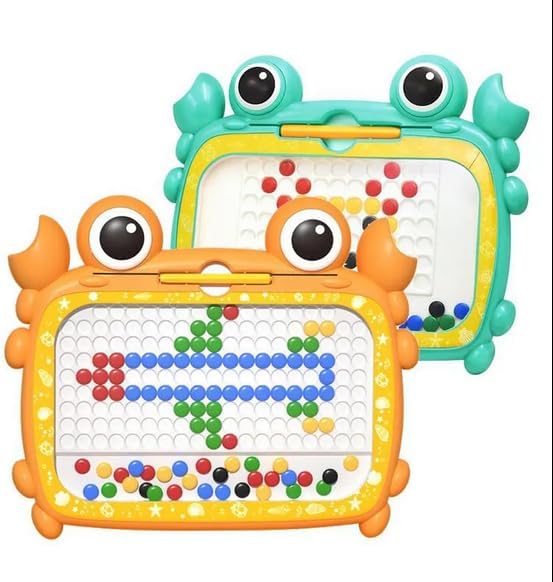 Magnetic Dots Board, Magnetic Drawing Board for Toddlers, Magnetic Drawing Board for Kids, Magnetic Dot Art with Magnetic Pen,Magnetic Tablet Toy for Airplane & Car Ride Activities for Kids (Cyan)