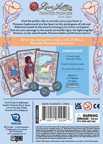Renegade Game Studios Love Letter: Princess Princess Ever After Ages 10+, 2-6 Players, Playing Time 20 Minutes