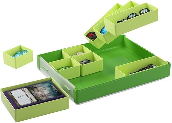 Token Silo Convertible | Store & Organize Board Game Tokens | 9 Removable Trays in 3 Different Sizes | Stackable | Convenient Space-Saving Design | Lime Green Color | Made by Gamegenic (GGS22004ML)