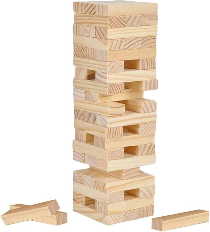 ArtCreativity Wooden Tower Game, Wood Tumbling Blocks Set with 54 Pieces, Fun Indoor Game Night Games for Kids, Adults & House Parties, Development Toys for Children, Great Gift Idea