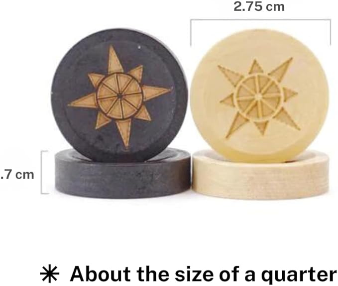 Sondergut Premium Laser Engraved Beechwood Backgammon Playing Stones - Replacement Draught Pieces- Regulation Size Checkers, Stones, Counters - for Travel Games, Standard Game Boards, Etc