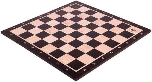 Smoked Oak & Maple Wooden Chess Board - 2.25" with Notation & Logo