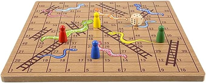 The Dreidel Company Classic Wooden Board Games, Great for Prizes, 10" (10" Wooden Snakes & Ladders)