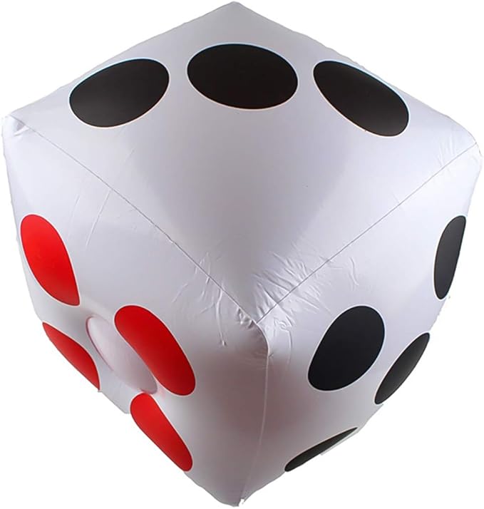 13" Jumbo Inflatable Dice, 2pack Outdoor Fun Giant Inflatable Dice Set and 12mm 10pcs Dice for Indoor and Outdoor Broad Game, Ludo and Pool Party