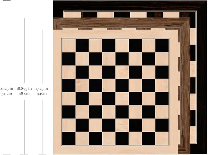 A&A 21.25" Professional Wooden Tournament Chess Board/Ebony Wood & Maple Inlay / 2.25" Squares w/Notation