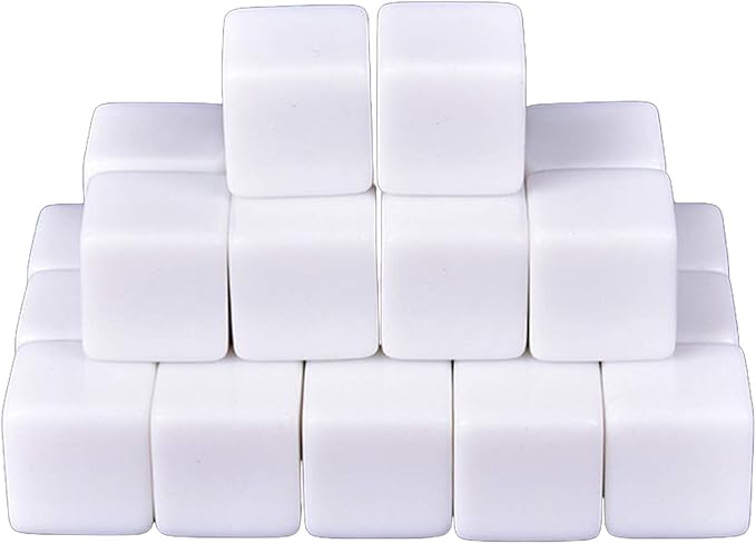 48 PCS 16MM Blank White Dice for Board Games, DIY, Fun, and Teaching