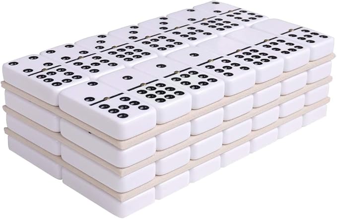 Silverman & Co. Double 9 Large White Domino Set - Red Case