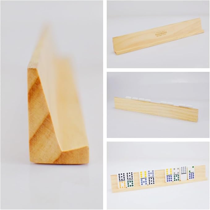 Domino Racks 4packs - Authored Design Nut Brown Tile Holders for Dominoes Set Mexican Trains Mahjoon Chickenfoot