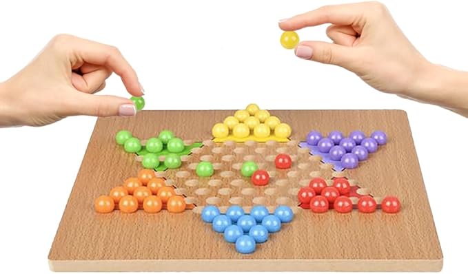 The Dreidel Company Classic Wooden Board Games, Great for Prizes, 10" (10" Wooden Chinese Checkers)