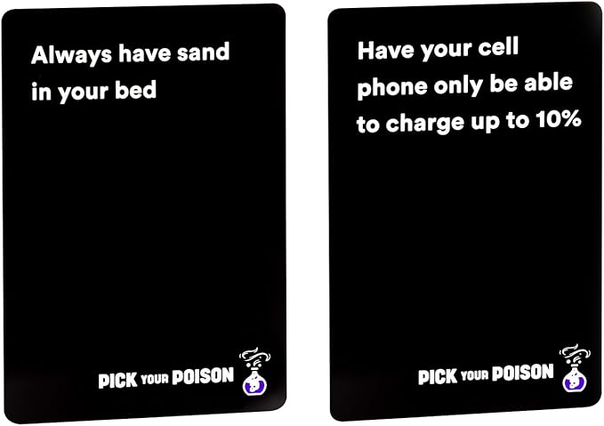 Pick Your Poison Party Game - The “What Would You Rather Do?” Family Card Game - for Kids, Tweens, Teens, College Students, Adults and Families, at Fun Parties and Board Games Night with Your Group