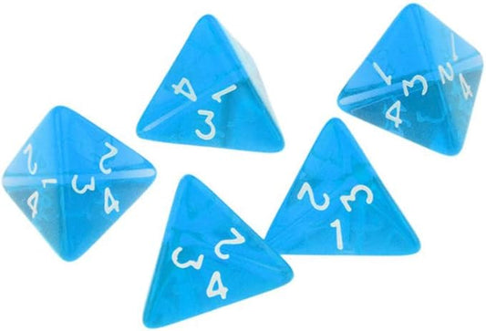 5PCS Polyhedral Dice 20mm D4 for Dungeons and Dragons DND RPG MTG Dice Table Games Transparent Blue with Black Bag
