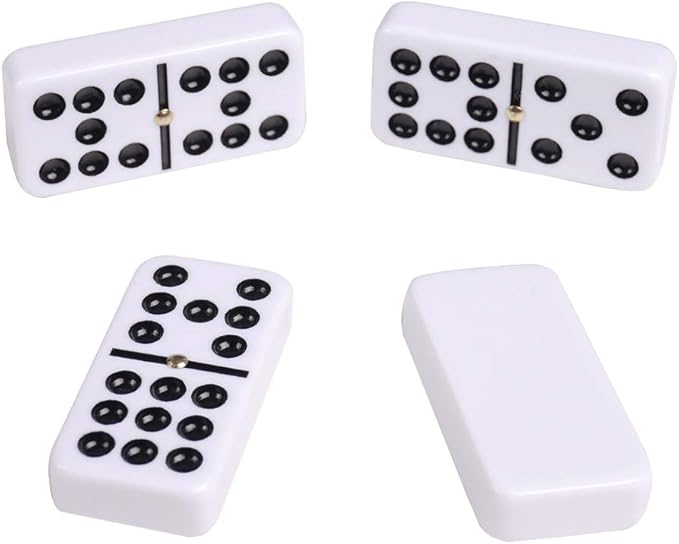 Silverman & Co. Double 9 Large White Domino Set - Red Case