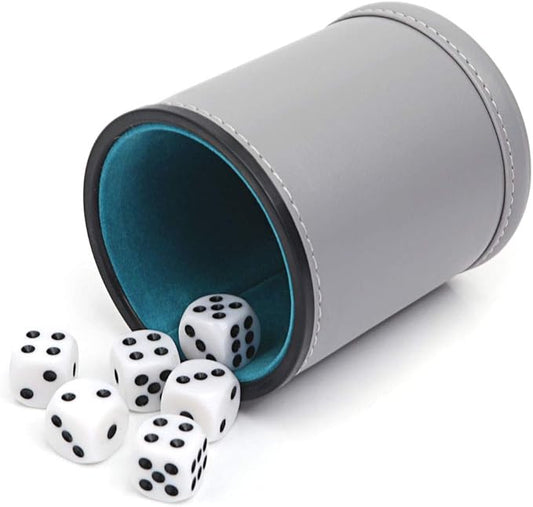 Felt Lined Professional Dice Cup - with 6 Dices Quiet for Yahtzee Game