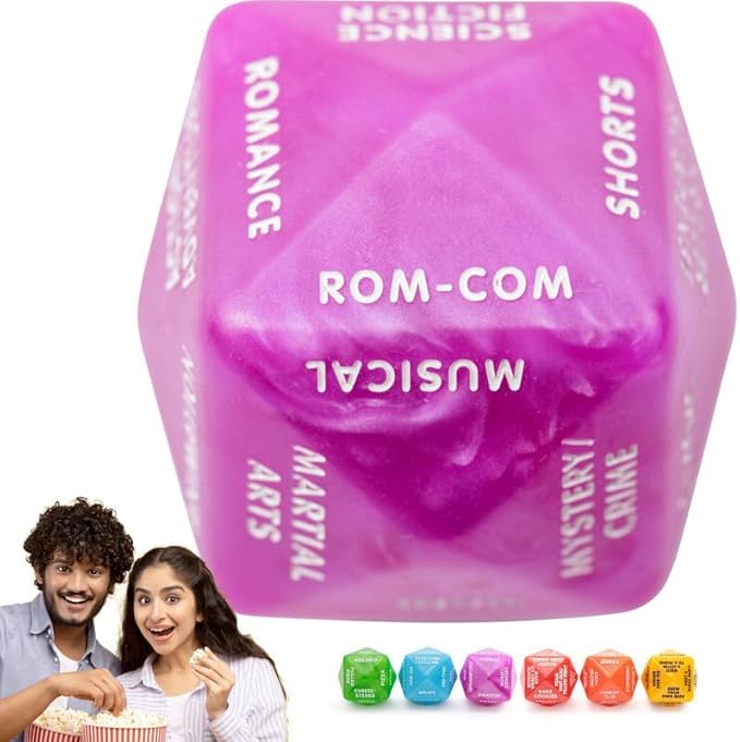 Movie Dice - Fun Couples Movie Date Night Ideas 2"x2"x2" Decision Dice in Purple