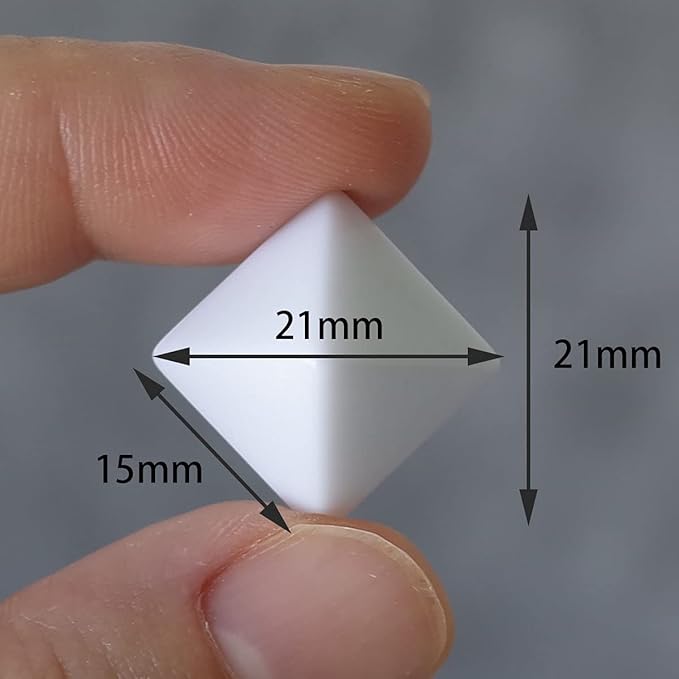 20 pcs D8 White Blank dice 21mm for Board Games, Teaching and DIY