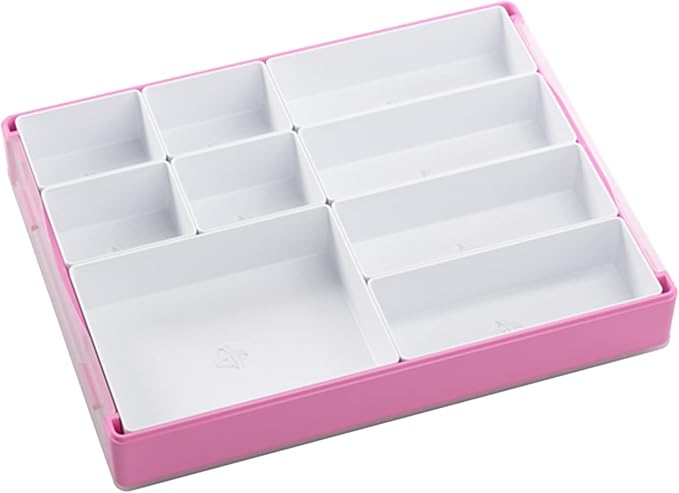 Token Silo Convertible - Store and Organize Board Game Tokens - 9 Removable Trays in 3 Different Sizes - Stackable Token Box - Convenient Space-Saving Design - Pink/White - Made by Gamegenic