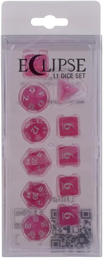Ultra PRO - Eclipse 11 Dice Set (Hot Pink) - Great Dice Set for All Kinds of Card Games and Board Games Such As, DND, MTG, and RPG - UP Your Game with Ultra PRO