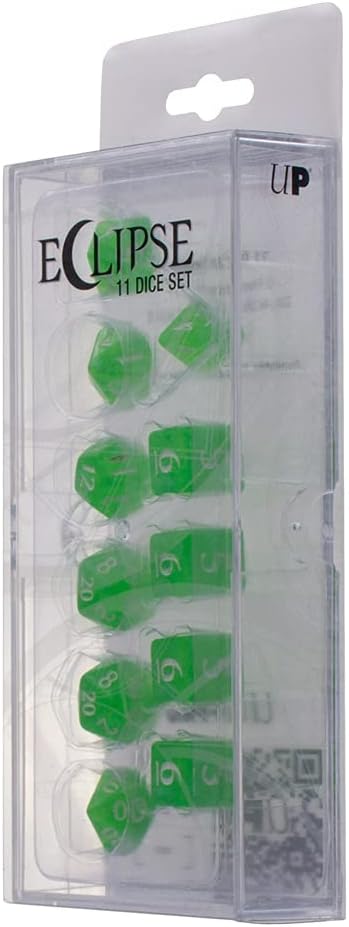 Ultra PRO - Eclipse 11 Dice Set (Lime Green) - Great Dice Set for All Kinds of Card Games and Board Games Such As, DND, MTG, and RPG - UP Your Game with Ultra PRO