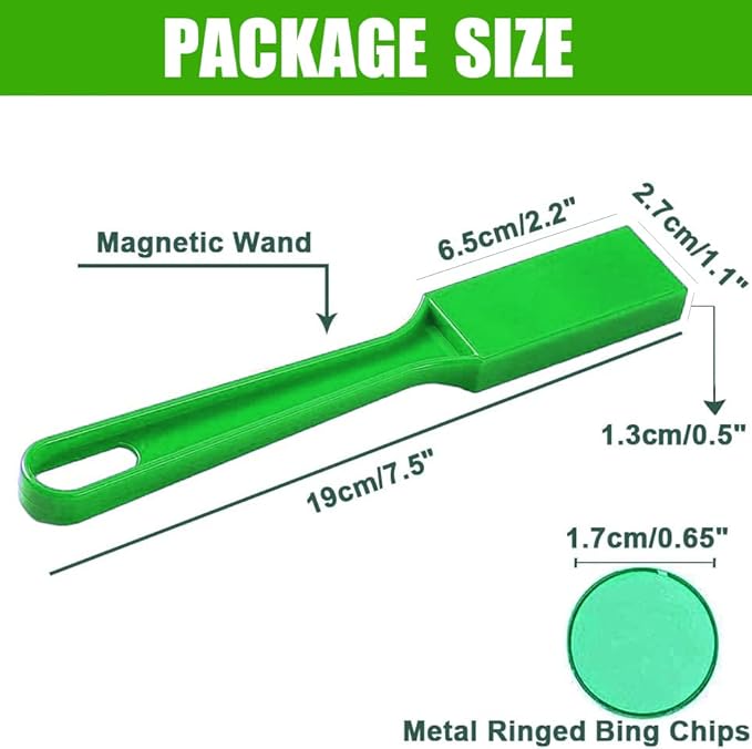 Magnetic Bingo Wand with 100 Metal Ringed Chips for Counting School/Game Chips Plastic Markers