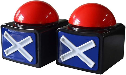 Game Answer Buzzer 2 Pcs, Game Buzzer Alarm Sound Play Button with Light Trivia Quiz Got Talent Buzzer Toys for Kids Adult