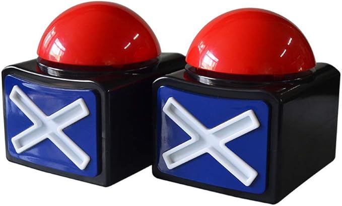 Game Answer Buzzer 2 Pcs, Game Buzzer Alarm Sound Play Button with Light Trivia Quiz Got Talent Buzzer Toys for Kids Adult