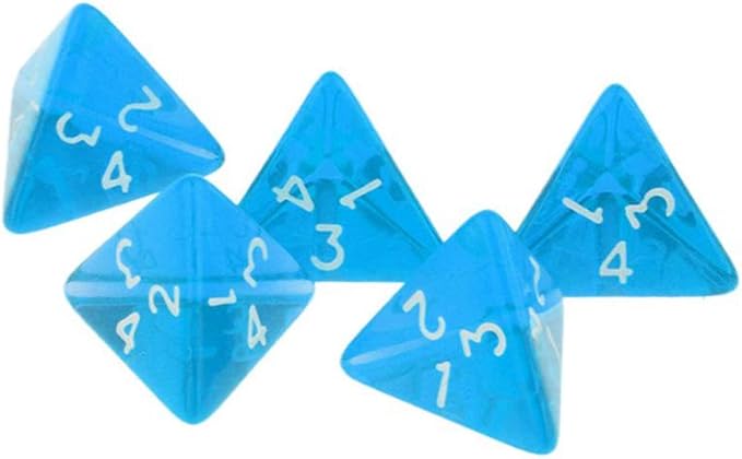 5PCS Polyhedral Dice 20mm D4 for Dungeons and Dragons DND RPG MTG Dice Table Games Transparent Blue with Black Bag