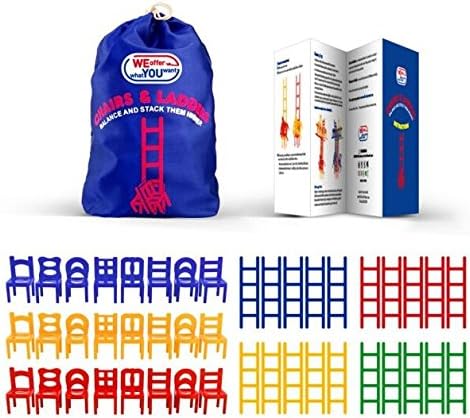 WEofferwhatYOUwant Chairs and Ladders Family Game – Fun Stacking Balance Game for Kids & Adults – 44 Pieces – Great for Parties & Game Nights