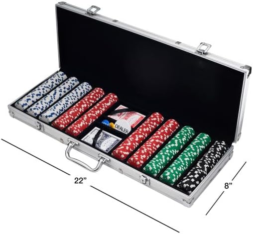 Poker Chip Set - 11.5g Poker Set with Cards, Buttons, Carrying Case, and 500 Poker Chips for Texas Hold'em and Blackjack Games by Trademark Poker