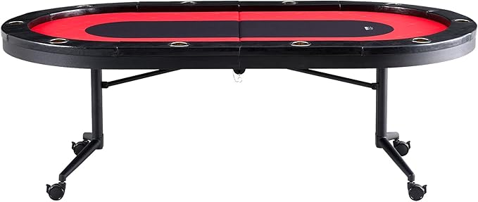 VEVOR 10 Player Poker Table Foldable, Portable Folding Card Board Game Table, Casino Leisure Table, Blackjack Texas Holdem Table with Padded Rails and Stainless Steel Cup Holders,Blue (90 in)